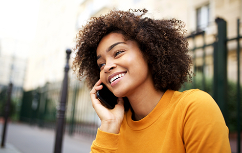 Woman talking on phone