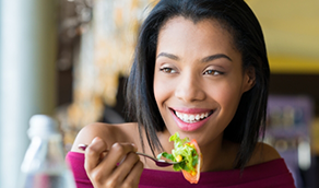 Woman eating a salad