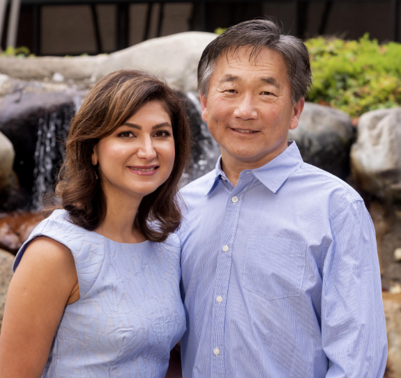 Torrance dentists Doctor Sanaz Hamzehpour and Doctor George Cho smiling