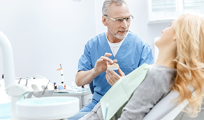 Woman at checkup with her dentist