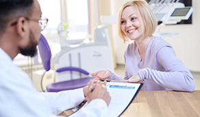 Woman at a consultation with her dentist
