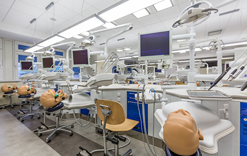 Practice treatment area in a dental school