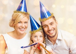 Family celebrating new year
