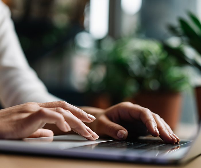 Person typing on laptop