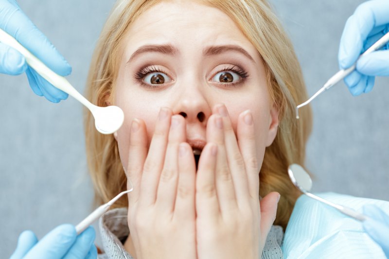 patient afraid during dental checkup