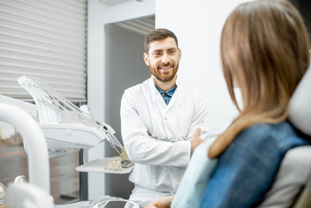 Patient at a consultation with their dentist.