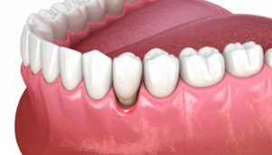 a periodontal pocket forming around a tooth